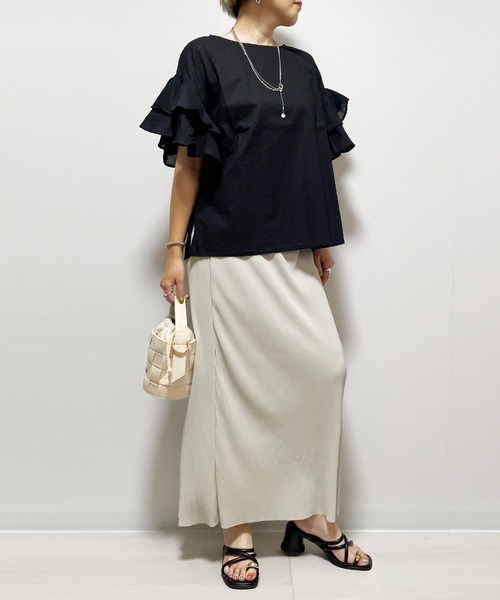 Fizz（フィズ）の「コットンキャンブリック　袖フリルブラウス（シャツ/ブラウス・レディース・マスタード/ベージュ/ホワイト/ブラック・M）」の7枚目の写真