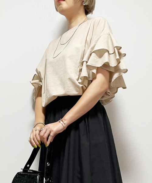 Fizz（フィズ）の「コットンキャンブリック　袖フリルブラウス（シャツ/ブラウス・レディース・マスタード/ベージュ/ホワイト/ブラック・M）」の8枚目の写真