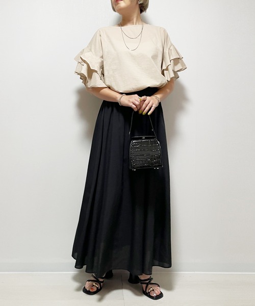 Fizz（フィズ）の「コットンキャンブリック　袖フリルブラウス（シャツ/ブラウス・レディース・マスタード/ベージュ/ホワイト/ブラック・M）」の10枚目の写真