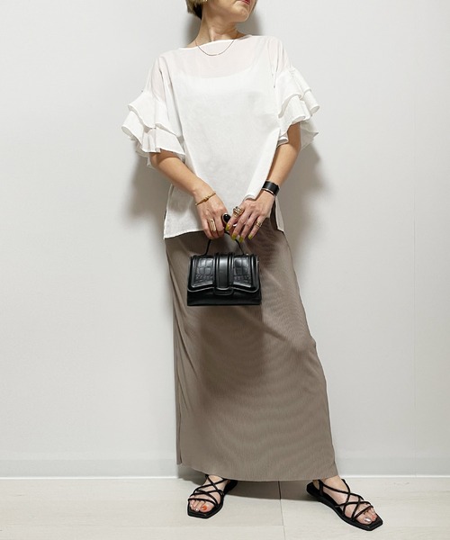 Fizz（フィズ）の「コットンキャンブリック　袖フリルブラウス（シャツ/ブラウス・レディース・マスタード/ベージュ/ホワイト/ブラック・M）」の14枚目の写真