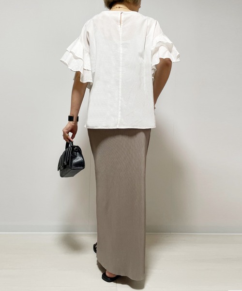 Fizz（フィズ）の「コットンキャンブリック　袖フリルブラウス（シャツ/ブラウス・レディース・マスタード/ベージュ/ホワイト/ブラック・M）」の16枚目の写真