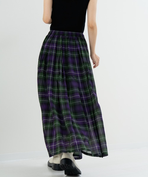 refinedworks(リファインドワークス)の「【refinedworks】軽やか素材のチェック柄スカート(スカート・レディース・イエロー/グリーン/グレー・FREE)」の7枚目の写真