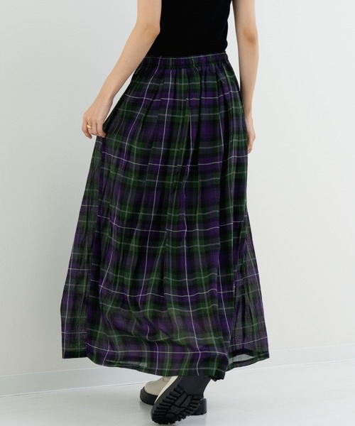 refinedworks(リファインドワークス)の「【refinedworks】軽やか素材のチェック柄スカート(スカート・レディース・イエロー/グリーン/グレー・FREE)」の8枚目の写真