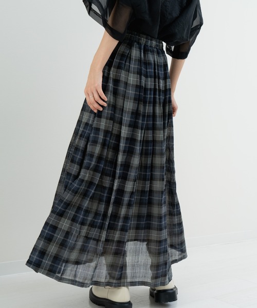 refinedworks(リファインドワークス)の「【refinedworks】軽やか素材のチェック柄スカート(スカート・レディース・イエロー/グリーン/グレー・FREE)」の16枚目の写真