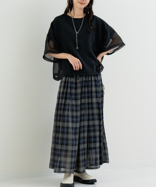 refinedworks(リファインドワークス)の「【refinedworks】軽やか素材のチェック柄スカート(スカート・レディース・イエロー/グリーン/グレー・FREE)」の18枚目の写真