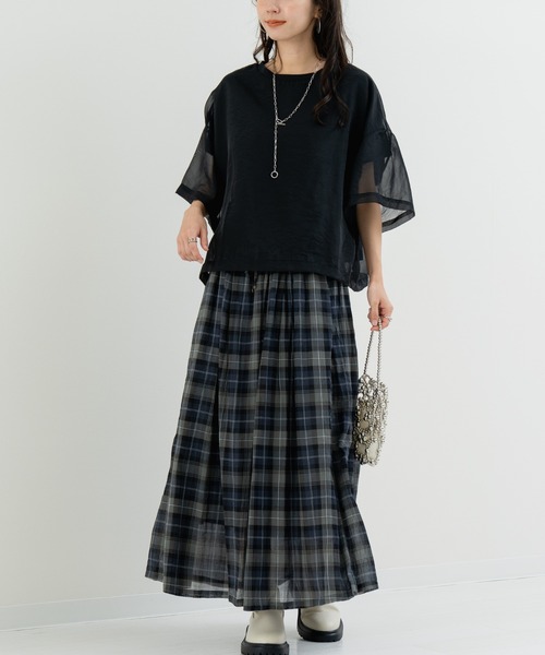 refinedworks(リファインドワークス)の「【refinedworks】軽やか素材のチェック柄スカート(スカート・レディース・イエロー/グリーン/グレー・FREE)」の19枚目の写真