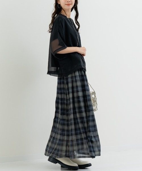 refinedworks(リファインドワークス)の「【refinedworks】軽やか素材のチェック柄スカート(スカート・レディース・イエロー/グリーン/グレー・FREE)」の20枚目の写真