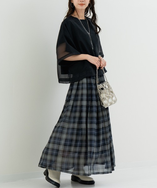 refinedworks(リファインドワークス)の「【refinedworks】軽やか素材のチェック柄スカート(スカート・レディース・イエロー/グリーン/グレー・FREE)」の22枚目の写真