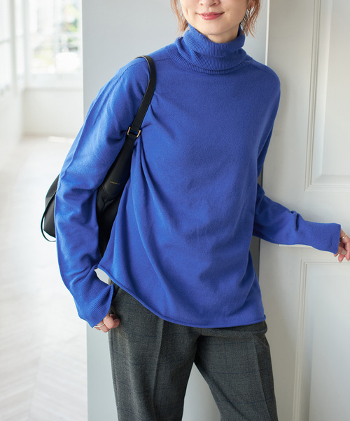 セール】コットンバルキーヤーンルーズタートルプルオーバー（ニット