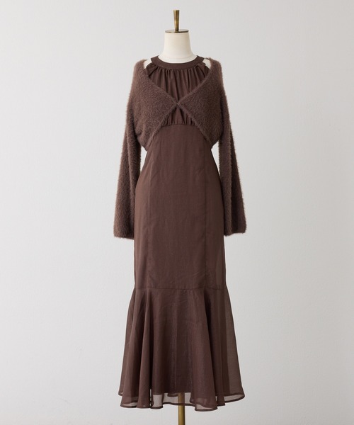 one after another NICE CLAUP（ワンアフターアナザーナイスクラップ）の「ボレロセットアメスリロングワンピース（ワンピース・レディース・ピンク/ブラウン系/ブラック系/アイボリー系・FREE）」の7枚目の写真