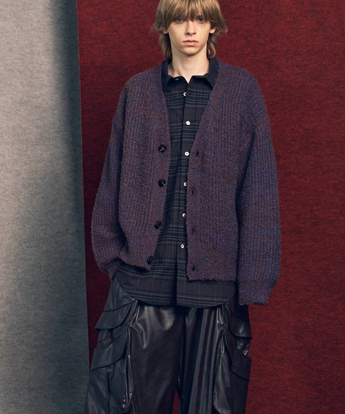 MAISON SPECIAL（メゾンスペシャル）の「《UNISEX》Mix Color Fancy Yarn Prime-Over Knit Cardigan/ミックスカラーファンシーヤーンプライムオーバーニットカーディガン【MAISON SPECIAL/メゾンスペシャル】（カーディガン/ボレロ・メンズ・ブラック/ブラウン/ブルー・1/2/0）」の11枚目の写真