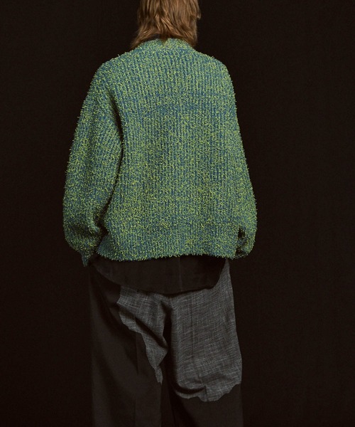 UNISEX》Mix Color Fancy Yarn Prime-Over Knit Cardigan/ミックス