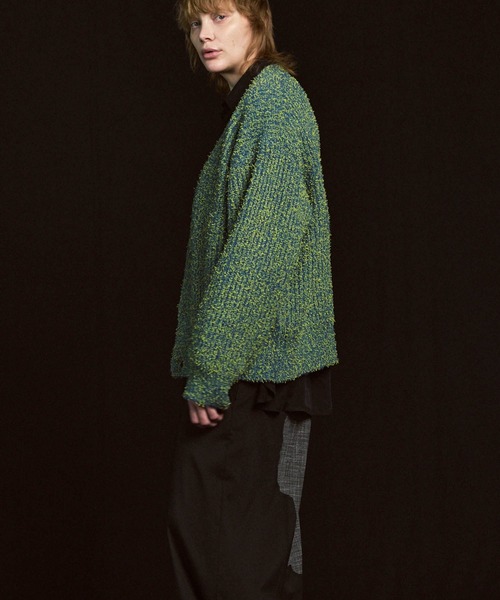 UNISEX》Mix Color Fancy Yarn Prime-Over Knit Cardigan