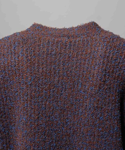 UNISEX》Mix Color Fancy Yarn Prime-Over Knit Cardigan/ミックス