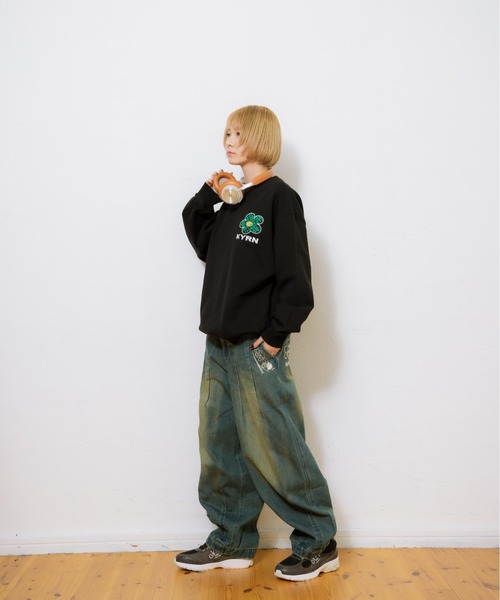 kaoyorinakami(カオヨリナカミ)の「KYRN big flower sweat / KYRNビックフラワースウェット(スウェット・メンズ・ブラック/グレー・LARGE/MEDIUM/SMALL/X-LARGE)」の14枚目の写真