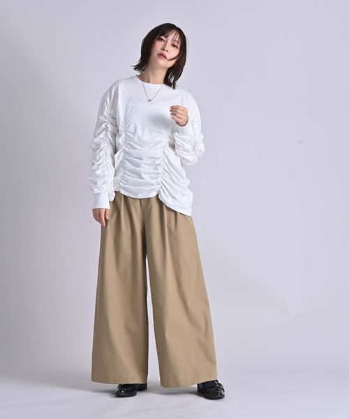 RAW FUDGE(ローファッジ)の「シャーリングデザインプルオーバー(Tシャツ/カットソー・レディース・ブラック/オフホワイト/チャコールグレー・M)」の21枚目の写真