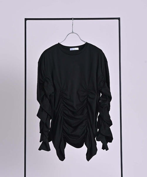 RAW FUDGE(ローファッジ)の「シャーリングデザインプルオーバー(Tシャツ/カットソー・レディース・ブラック/オフホワイト/チャコールグレー・M)」の22枚目の写真
