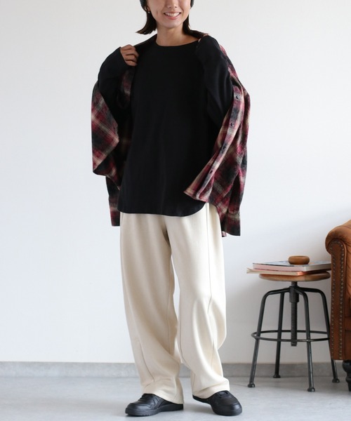 cepo（セポ）の「ラウンドカットロングスリーブTee（Tシャツ/カットソー・レディース・オフホワイト/ブラック・M）」の12枚目の写真