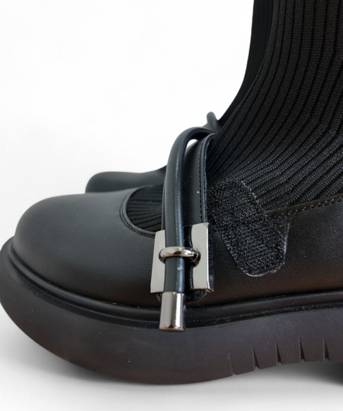 Sugar Sugar（シュガーシュガー）の「厚底 リブ ニット ミドル ブーツ【SUGAR SUGAR シュガーシュガー】8100 ニット ベルクロ（ブーツ・レディース・ブラック/ベージュ/ブラウン・LL/S/M/L）」の16枚目の写真