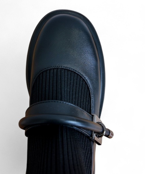 Sugar Sugar（シュガーシュガー）の「厚底 リブ ニット ミドル ブーツ【SUGAR SUGAR シュガーシュガー】8100 ニット ベルクロ（ブーツ・レディース・ブラック/ベージュ/ブラウン・LL/S/M/L）」の11枚目の写真