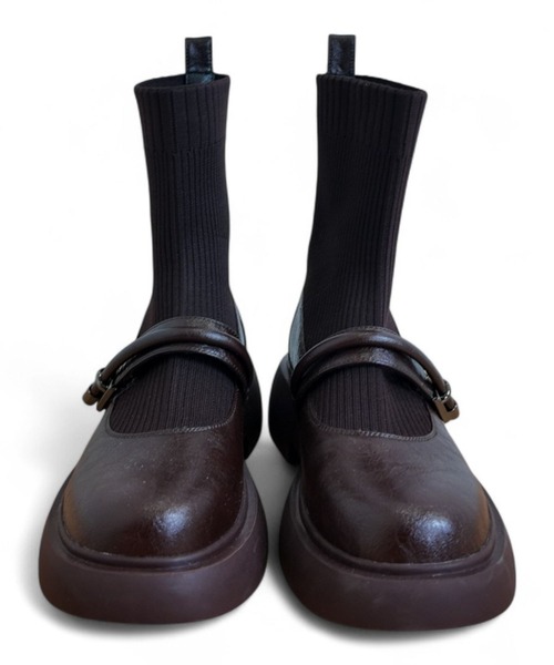 Sugar Sugar（シュガーシュガー）の「厚底 リブ ニット ミドル ブーツ【SUGAR SUGAR シュガーシュガー】8100 ニット ベルクロ（ブーツ・レディース・ブラック/ベージュ/ブラウン・LL/S/M/L）」の20枚目の写真