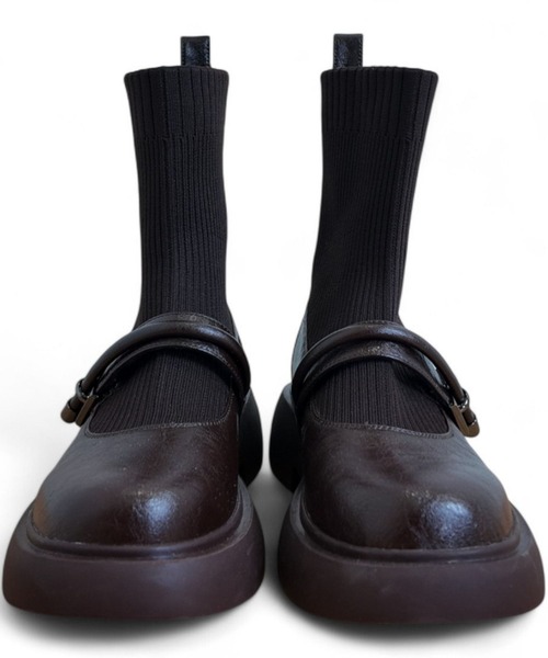 Sugar Sugar（シュガーシュガー）の「厚底 リブ ニット ミドル ブーツ【SUGAR SUGAR シュガーシュガー】8100 ニット ベルクロ（ブーツ・レディース・ブラック/ベージュ/ブラウン・LL/S/M/L）」の21枚目の写真