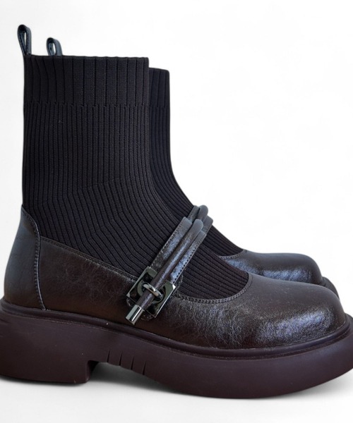 Sugar Sugar（シュガーシュガー）の「厚底 リブ ニット ミドル ブーツ【SUGAR SUGAR シュガーシュガー】8100 ニット ベルクロ（ブーツ・レディース・ブラック/ベージュ/ブラウン・LL/S/M/L）」の22枚目の写真