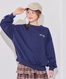 BISKEE（ビスキー）の「さがら刺繍ロゴ袖ラインプルオーバー/トレーナー（スウェット）」