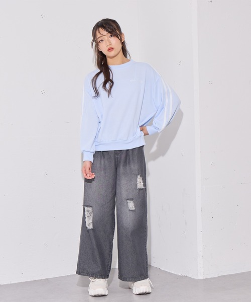 セール】さがら刺繍ロゴ袖ラインプルオーバー/トレーナー（スウェット