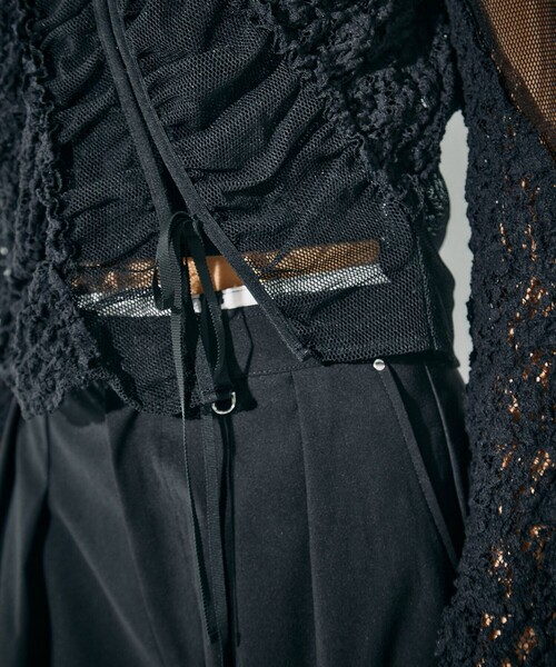 UNITED TOKYO（ユナイテッドトウキョウ）の「【残りわずか！】MIXレースストレッチトップス｜ウォッシャブル/細見え/シアートップス/秋服（Tシャツ/カットソー・レディース・ブラック/ホワイト・FREE）」の10枚目の写真