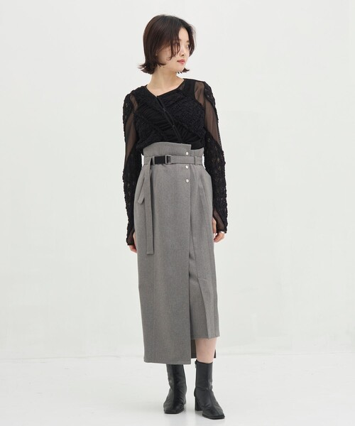 UNITED TOKYO（ユナイテッドトウキョウ）の「【残りわずか！】MIXレースストレッチトップス｜ウォッシャブル/細見え/シアートップス/秋服（Tシャツ/カットソー・レディース・ブラック/ホワイト・FREE）」の13枚目の写真