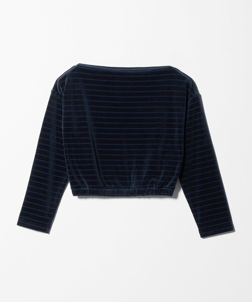 6（ロク）の「＜6(ROKU)＞ベロア ボーダー トップス（Tシャツ