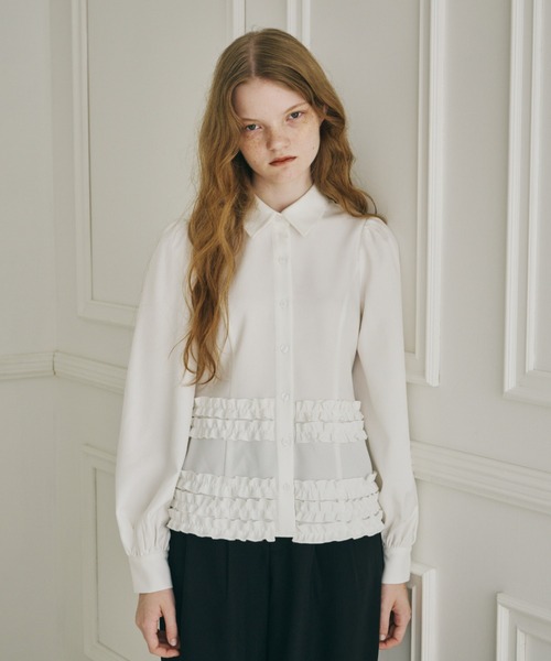 idem(イデム)の「many frill blouse / フリルデザインブラウス(シャツ/ブラウス・レディース・オフホワイト/ブラック・FREE)」の10枚目の写真