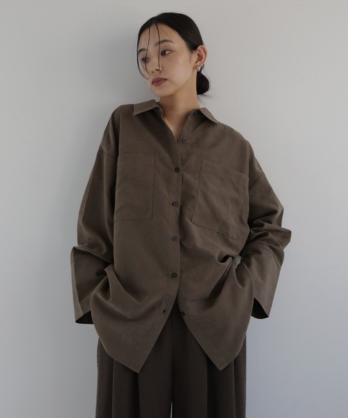 hellam（へラム）の「ピーチスキンオーバーシャツ（シャツ/ブラウス・レディース・アイボリー/ブラック/ブラウン/チャコール・FREE）」の19枚目の写真