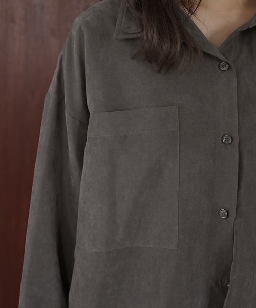 hellam（へラム）の「ピーチスキンオーバーシャツ（シャツ/ブラウス・レディース・アイボリー/ブラック/ブラウン/チャコール・FREE）」の17枚目の写真