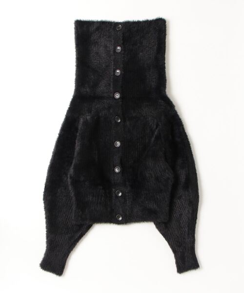 JOHN LAWRENCE SULLIVAN（ジョンローレンスサリバン）の「RIBED SHAGGY OVER HI-NECK KNIT CARDIGAN（ニット/セーター・レディース・ブラック/グレー・ONE SIZE）」の7枚目の写真