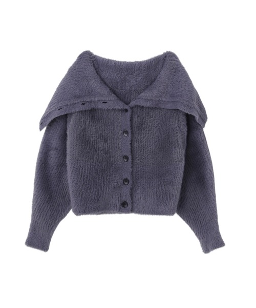 JOHN LAWRENCE SULLIVAN（ジョンローレンスサリバン）の「RIBED SHAGGY OVER HI-NECK KNIT CARDIGAN（ニット/セーター・レディース・ブラック/グレー・ONE SIZE）」の2枚目の写真