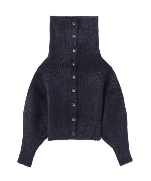 JOHN LAWRENCE SULLIVAN（ジョンローレンスサリバン）の「RIBED SHAGGY OVER HI-NECK KNIT CARDIGAN（ニット/セーター・レディース・ブラック/グレー・ONE SIZE）」の5枚目の写真
