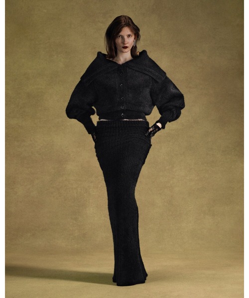 JOHN LAWRENCE SULLIVAN（ジョンローレンスサリバン）の「RIBED SHAGGY OVER HI-NECK KNIT CARDIGAN（ニット/セーター・レディース・ブラック/グレー・ONE SIZE）」の3枚目の写真