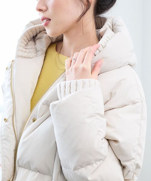 セール】プリーツレイヤードフードショートダウン（ダウンジャケット