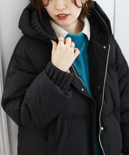 セール】プリーツレイヤードフードショートダウン（ダウンジャケット