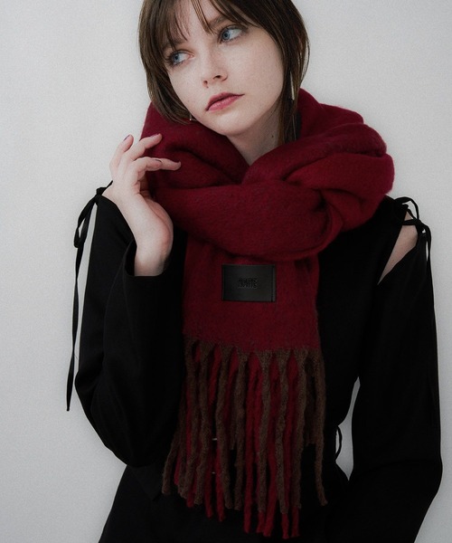 HARE（ハレ）の「ハイショクシャギーマフラー(HARE)（マフラー・レディース・ブルー/グレー/レッド/イエロー/ブラック・FREE）」の5枚目の写真