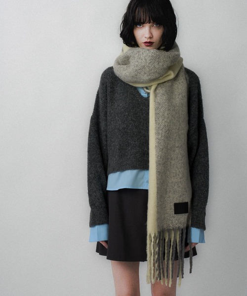 HARE（ハレ）の「ハイショクシャギーマフラー(HARE)（マフラー・レディース・ブルー/グレー/レッド/イエロー/ブラック・FREE）」の4枚目の写真