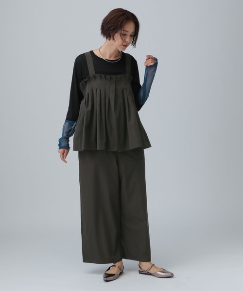 LEPSIM（レプシィム）の「タックオールインワン　581639（サロペット/オーバーオール・レディース・チャコールグレー/ブラック/ブラウン・FREE）」の6枚目の写真