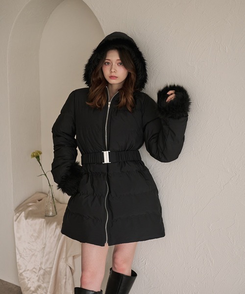 fupel（フぺル）の「Mid-length padded fur coat / ミドル丈中綿ファーコート（その他アウター・レディース・アイボリー/ブラック/モカ・FREE）」の15枚目の写真