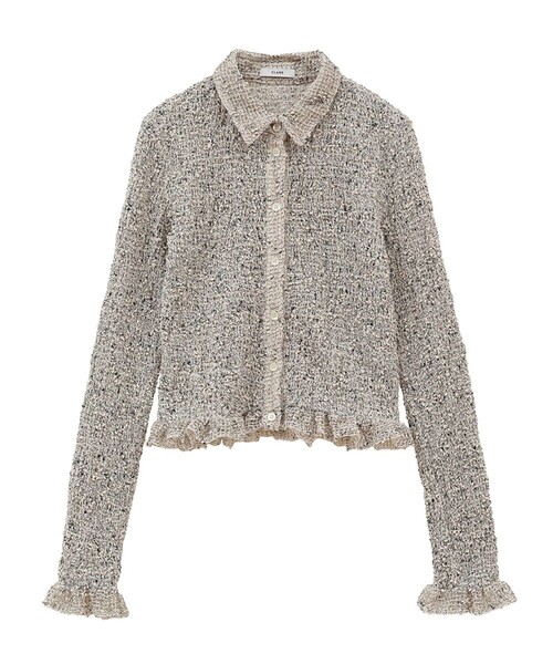 CLANE MIX MESH GATHER SHIRT アイボリー 1番 CLANE/クラネ】MIX MESH GATHER SHIRT/ミックスメッシュギャザー