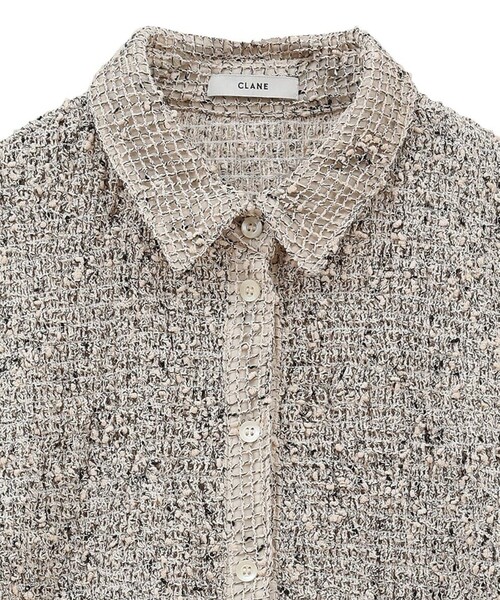 CLANE/クラネ】MIX MESH GATHER SHIRT/ミックスメッシュギャザー