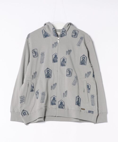 SUPER HAKKA（スーパーハッカ）の「SUPER　HAKKA×保坂優子　「窓と庭」刺繍裏毛ジップアップフーディ（パーカー・レディース・グレー/ベージュ・FREE）」の3枚目の写真