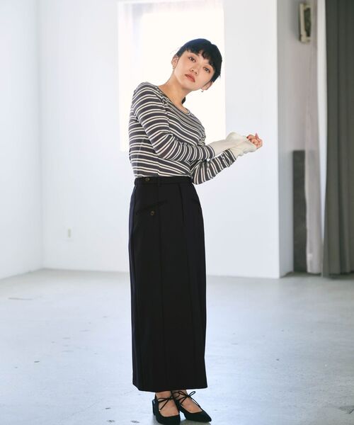 STRATA(エストラータ)の「ナローベルトポケットデザインスカート 【低身長・小柄女性】(スカート・レディース・ベージュ/ネイビー/ブラウン・XS/S)」の17枚目の写真