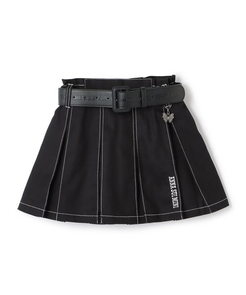 ANNA SUI mini ブラックジーンズスカートアナスイミニ スカート140 セール】ベルトつきツイルスカート+1分丈スパッツ（スカート）｜ANNA